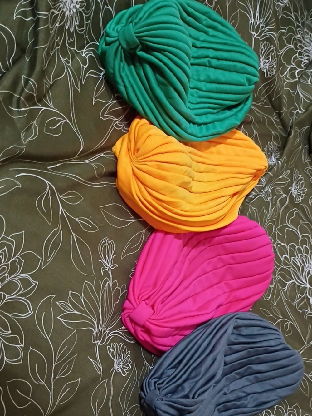 Vibrant Ruched Women's Turban Headbands - Green, Yellow, Pink, Gray